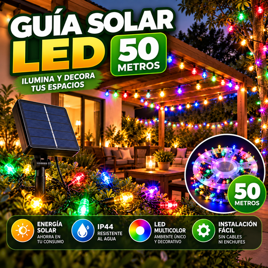 ☀️ Guirnalda Solar LED 50 Metros Multicolor