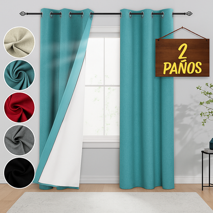 Cortina 100% Blackout Engomada Termica  140x220 2 paños