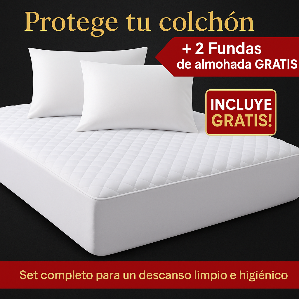 Cubrecolchón Impermeable + Funda De Almohada